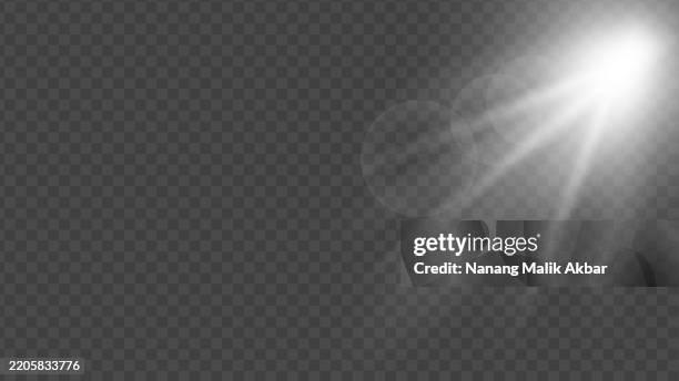white sunlight or flare light effect with transparent background - flashlight beam background stock illustrations