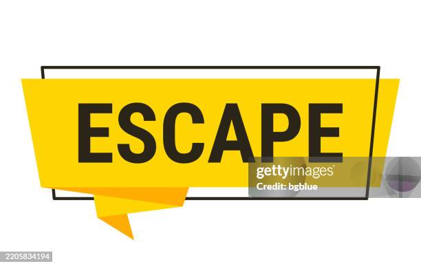 escape - yellow speech bubble on white background - technology migration stock illustrations