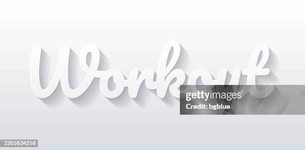 workout - flat design with paper cut effect on blank background - home exercise stock illustrations
