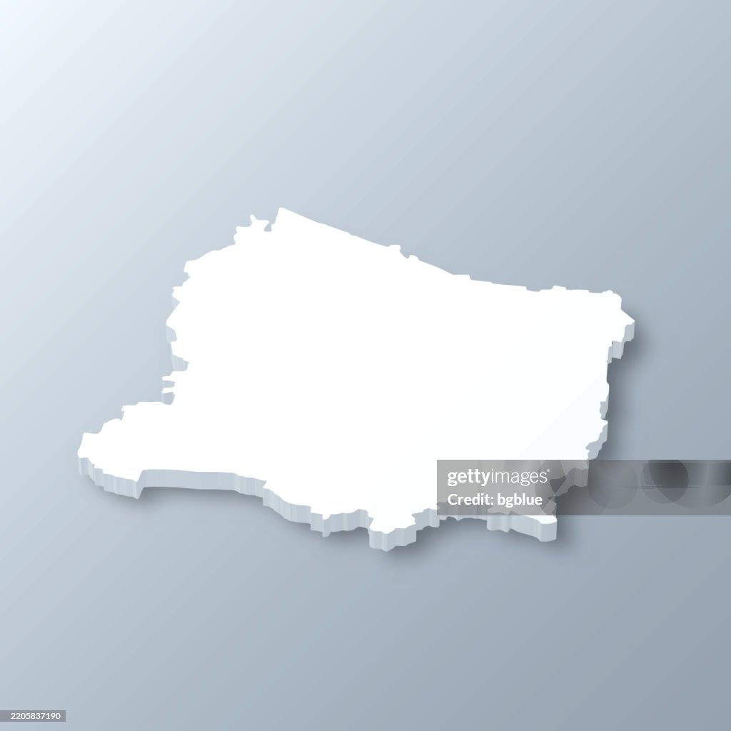 Rutherford County, Tennessee. 3D Map on gray background