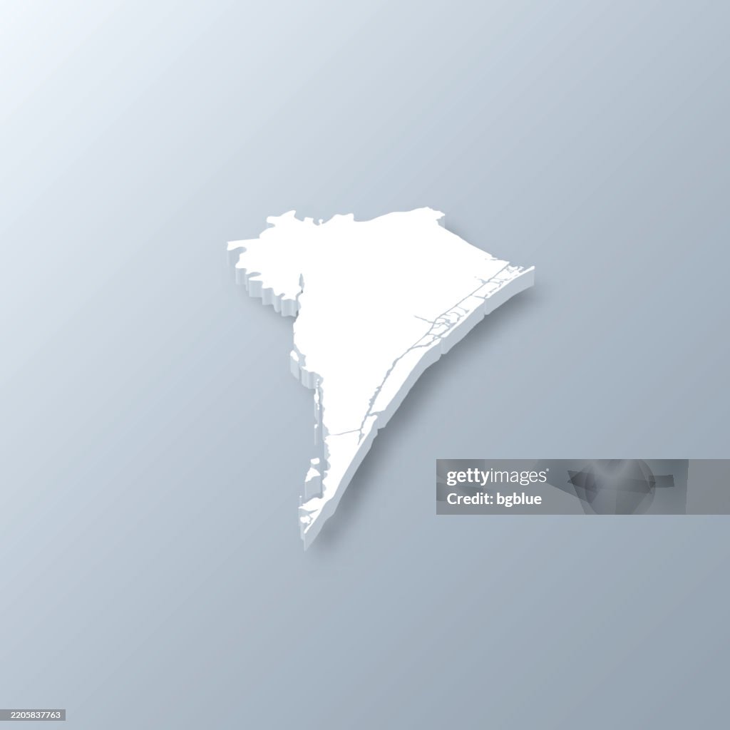 New Hanover County, North Carolina. 3D Map on gray background