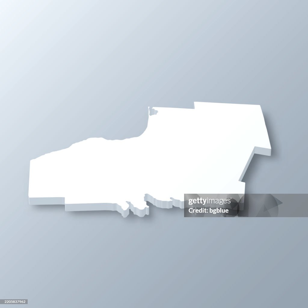 Oswego County, New York. 3D Map on gray background