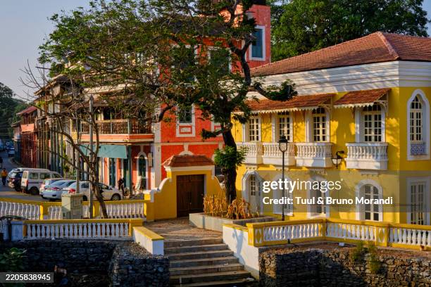 india, goa, panaji, fontainhas district, former portuguese colonial city - goa stock pictures, royalty-free photos & images