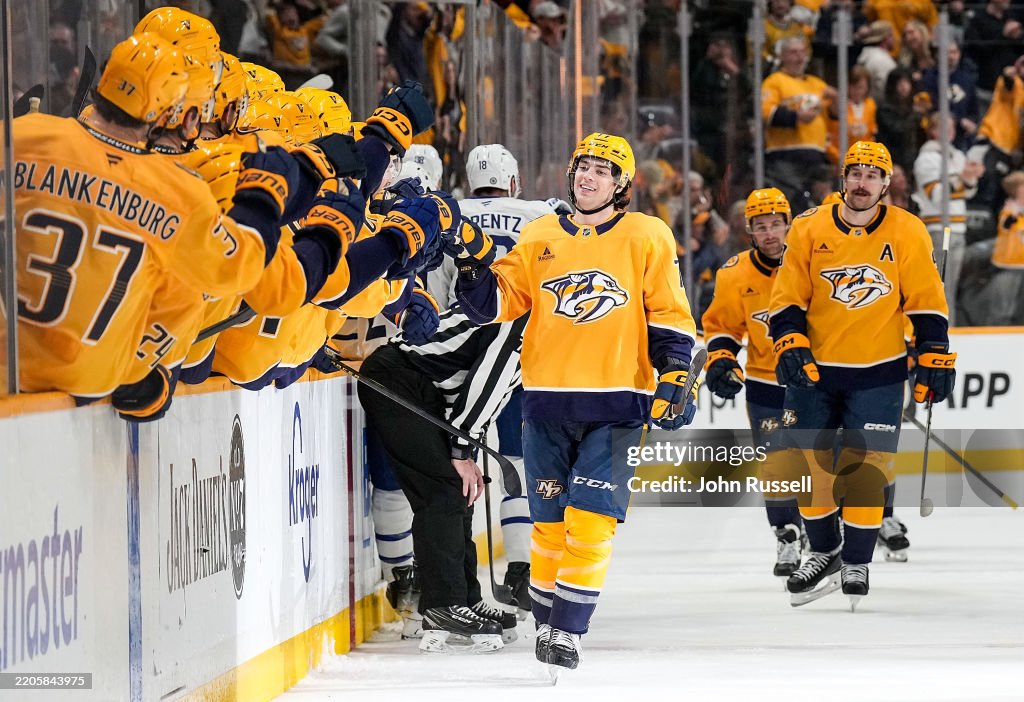 Toronto Predators Luke Evangelista of the Nashville Predators celebrates his goal... News ...