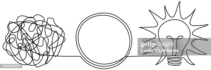 Chaotic And Mess Lines With Lightbulb Continuous Line Drawing High-Res ...