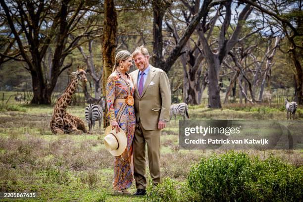 King Willem-Alexander of The Netherlands and Queen Maxima of The Netherlands visit the sanctuary park at the Naivash lage on March 19, 2025 in...