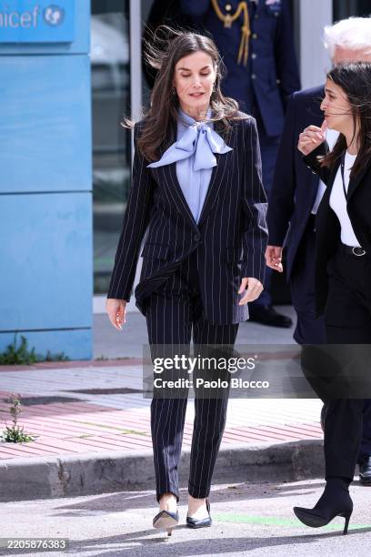 Queen Letizia of Spain attends a meeting at UNICEF headquartesrs on March 19, 2025 in Madrid, Spain.