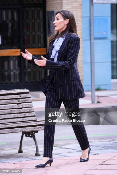 Queen Letizia of Spain attends a meeting at UNICEF headquartesrs on March 19, 2025 in Madrid, Spain.