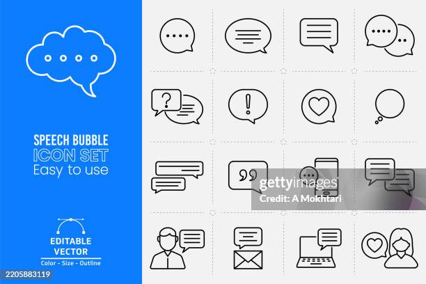 speech bubble icons set – communication and messaging. - gossip stock illustrations