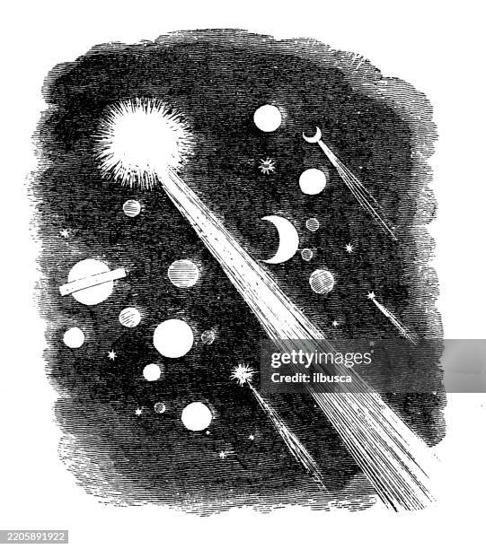 gulliver's travels by jonathan swift, antique illustration (1856) - comet stock illustrations