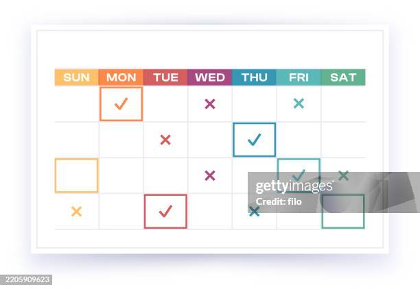 weekly plan planner schedule calendar modern design - arrival departure board stock illustrations