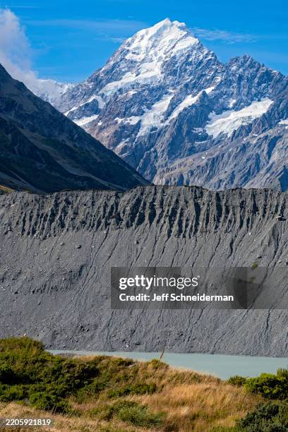 mueller glacier lateral moraine, aoraki/mount cook national park - moraine stock pictures, royalty-free photos & images