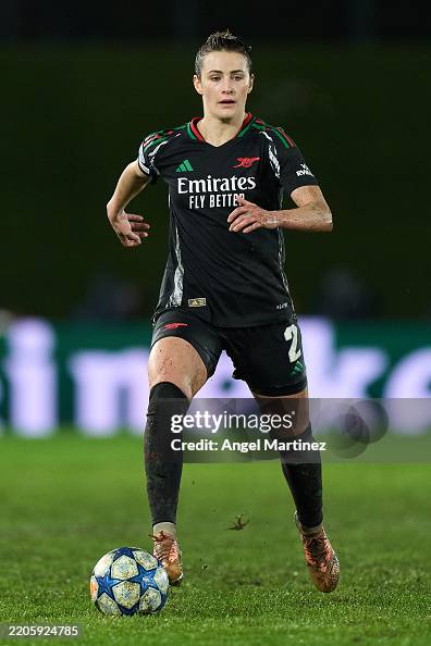 Arsenal Controls Emily Fox of Arsenal controls the ball during the UEFA Women's... News ...