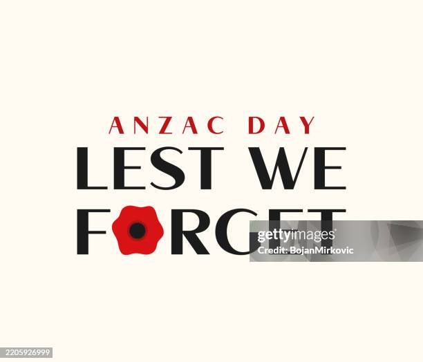 anzac day poster, lest we forget. vector - remembrance day stock illustrations