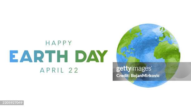 bannerkarte zum tag der erde, poster, 22. april. vektor - wasserfarbe auf papier stock-grafiken, -clipart, -cartoons und -symbole
