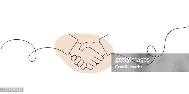 illustrations, cliparts, dessins animés et icônes de dessin au trait continu de l’icône de poignée de main. illustration vectorielle de symbole dessiné à la main. - transmission entreprise