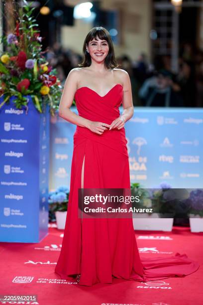 Andrea Duro attends the 'Biznaga Ciudad del Paraiso' award red carpet during the 28th Malaga Film Festival at the Cervantes Theater on March 19, 2025...
