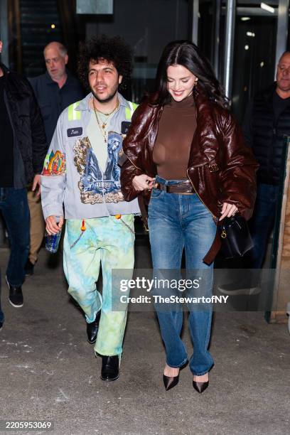 Benny Blanco and Selena Gomez are seen in the Upper West Side on March 19, 2025 in New York City.
