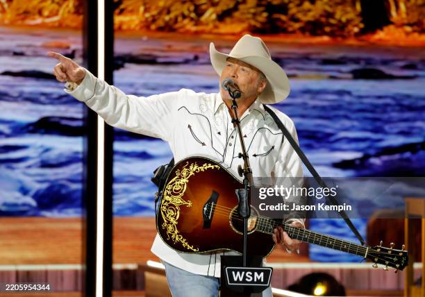 Alan Jackson performs onstage during Opry 100: A Live Celebration at Grand Ole Opry at the Ryman Auditorium on March 19, 2025 in Nashville, Tennessee.