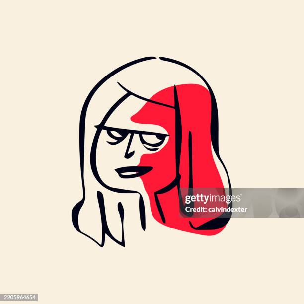 young adult woman cartoon portrait drawing - envy stock illustrations