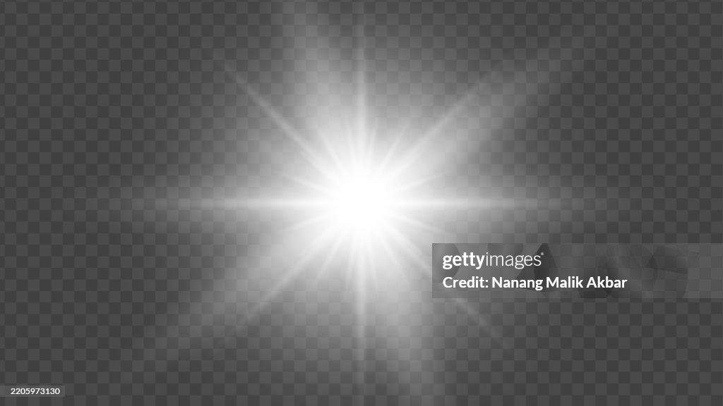 White sunlight or flare light effect with transparent background