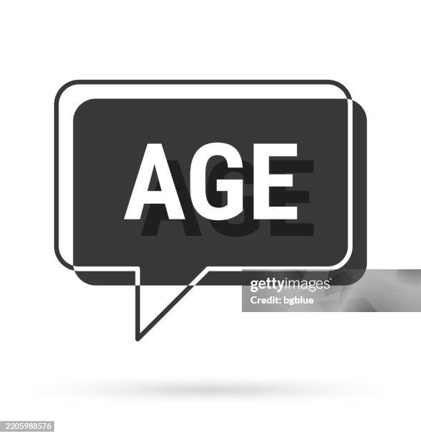 age - 3d black speech bubble on white background - vertical 3d frame white background stock illustrations