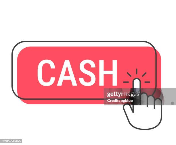 cash - click button with hand cursor on white background - computer mouse white background stock illustrations