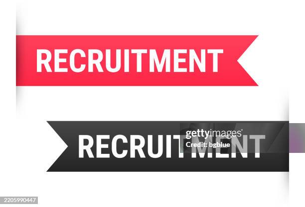 recruitment - banner, bookmark, ribbon, label on white background - enrollment stock illustrations