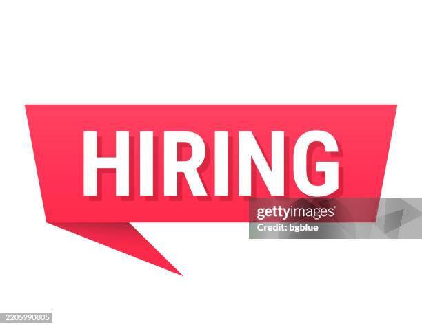 hiring - red speech bubble on blank background - enrollment icon stock illustrations