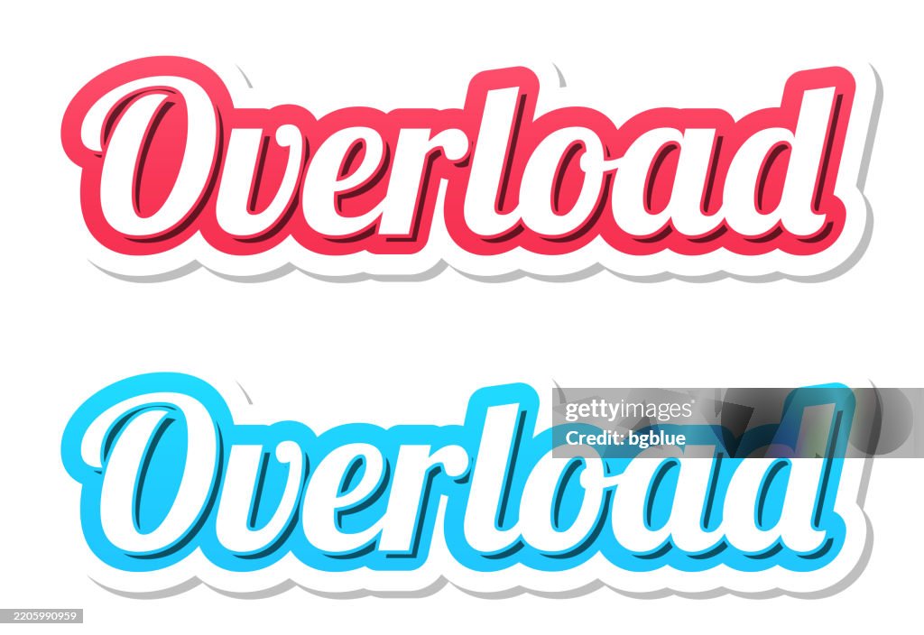 Overload 3d Text In Red And Blue On White Background High-Res Vector ...