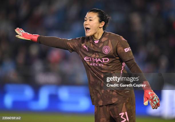 Ayaka Yamashita of Manchester City during the UEFA Women's Champions League Quarter Finals First Leg match between Manchester City and Chelsea FC on...