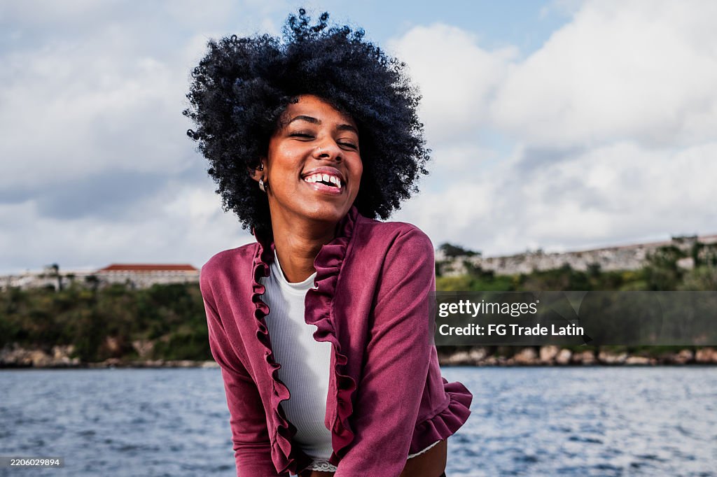 Young tourist woman outdoors