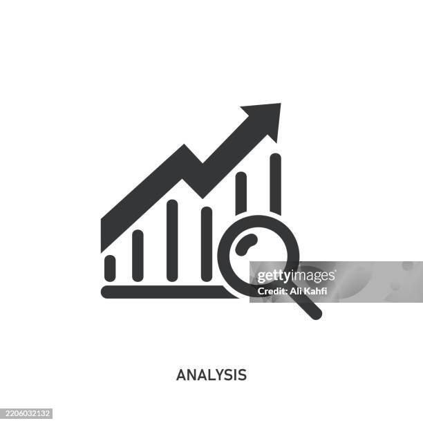 analysis glyph solid icon. solid icon that can be applied anywhere, simple, pixel perfect and modern style. - magnifying glass logo stock illustrations