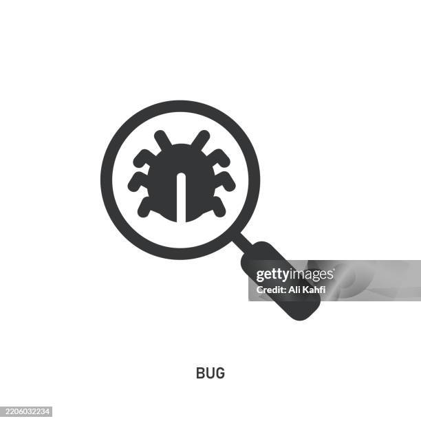 bug glyph solid icon. solid icon that can be applied anywhere, simple, pixel perfect and modern style. - computer bug stock illustrations