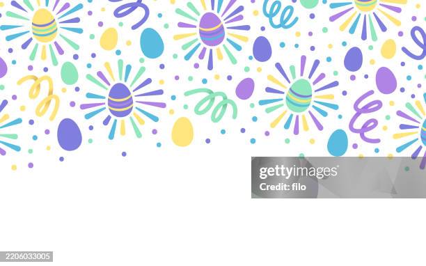 easter egg hunt pastel holiday celebration party background - easter egg hunt stock illustrations