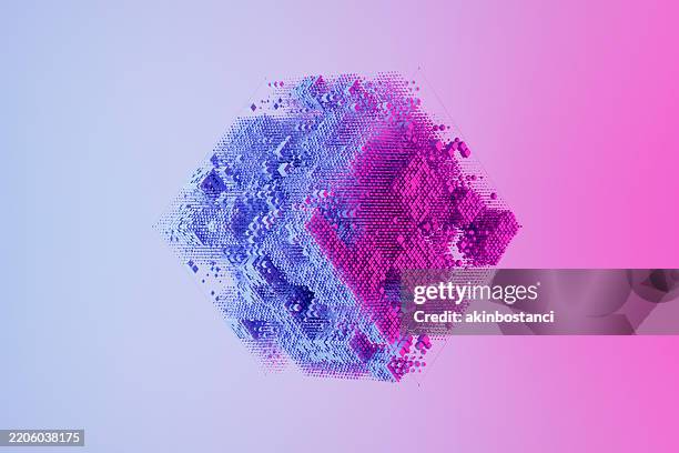 data cubes connection, abstract technology background - cube shape stock pictures, royalty-free photos & images