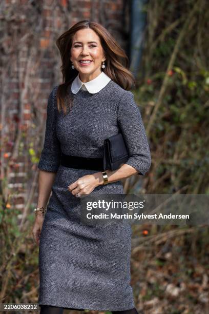 Queen Mary of Denmark arrives at Realdania's Conference Our Quality of Life at Lokomotivvaerkstedet on March 20, 2025 in Copenhagen, Denmark.