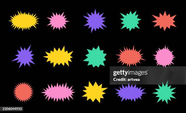 illustrazioni stock, clip art, cartoni animati e icone di tendenza di starburst adesivi - esplosivo