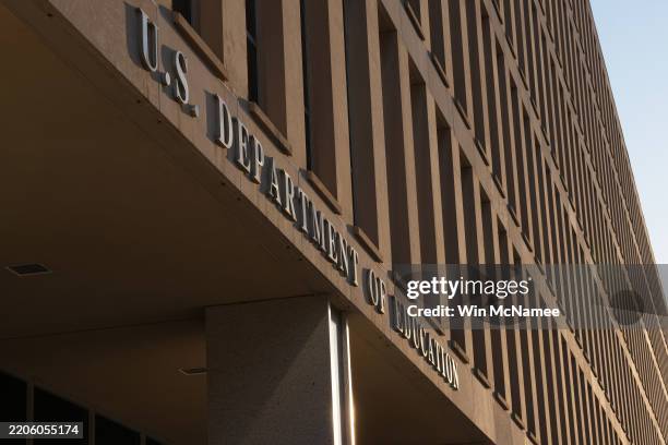 The U.S. Department of Education is seen on March 20, 2025 in Washington, DC. U.S. President Donald Trump is preparing to sign an executive order to...