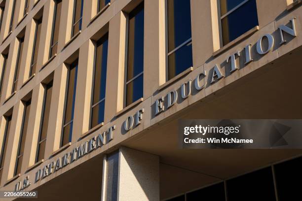 The U.S. Department of Education is seen on March 20, 2025 in Washington, DC. U.S. President Donald Trump is preparing to sign an executive order to...