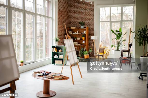 creative workspace in art studio - creative space stock pictures, royalty-free photos & images