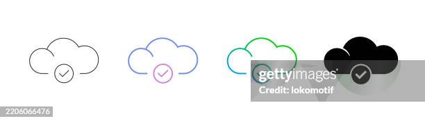 connected cloud computing icon has four styles: editable stroke line, duocolor line, gradient line, and solid. it is suitable for web design, mobile apps, ui, ux, and gui design. - big tech stock illustrations