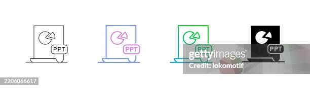 powerpoint ppt icon has four styles: editable stroke line, duocolor line, gradient line, and solid. it is suitable for web design, mobile apps, ui, ux, and gui design. - presentation folder stock illustrations