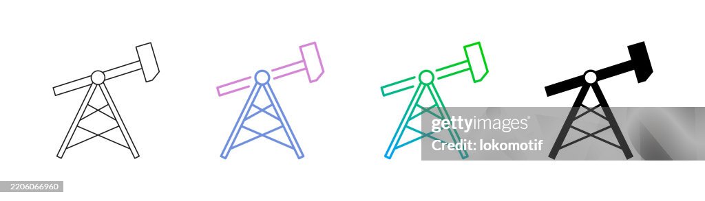 Oil-Well Icon has four styles: Editable Stroke Line, Duocolor Line, Gradient Line, and Solid. It is suitable for web design, mobile apps, UI, UX, and GUI design.