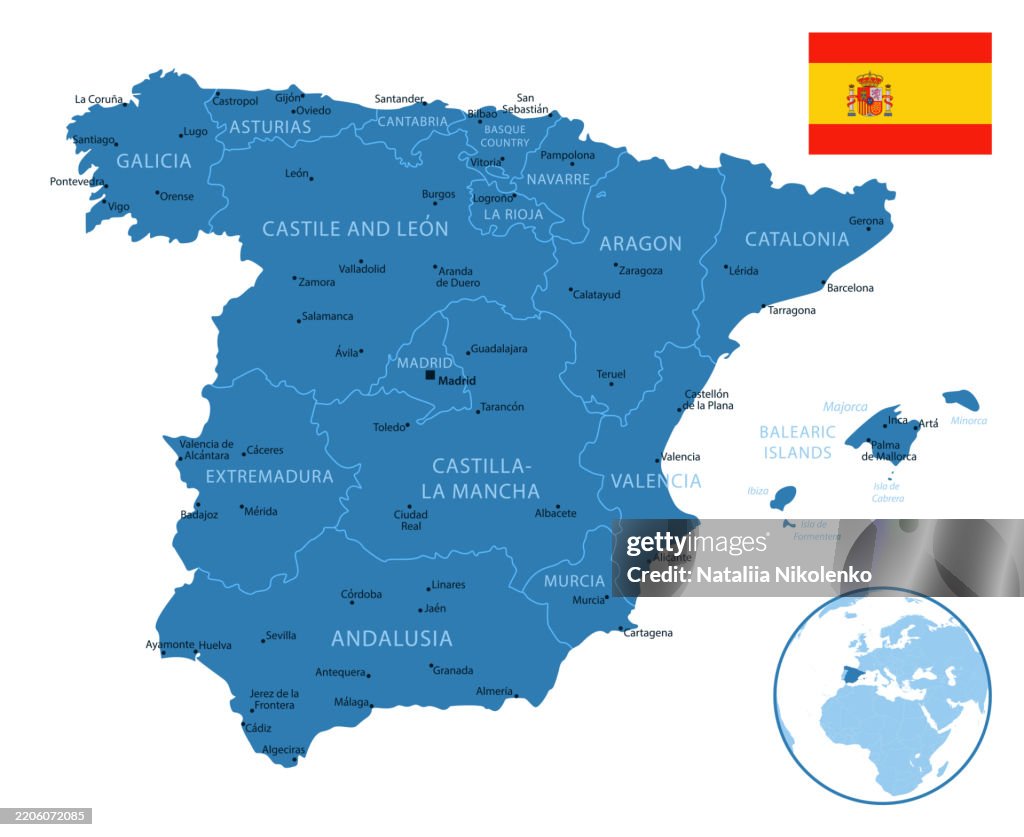 Pspain Map Spain Detailed Map With Regions And Cities Of The Country High-Res ...