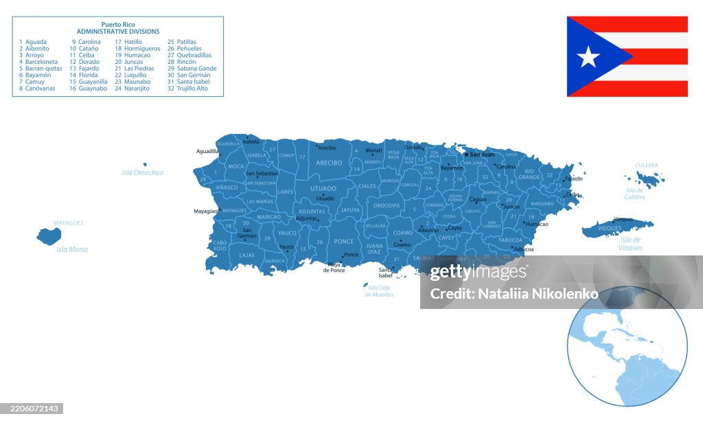 Map Rico Puerto Rico Detailed Map With Regions And Cities Of The Country High ...