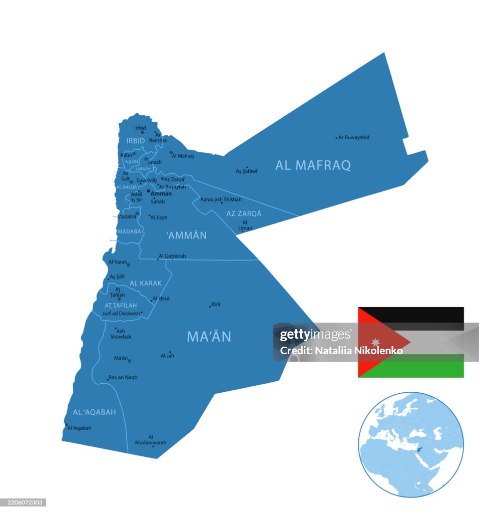 Jordan Full Map Jordan Detailed Map With Regions And Cities Of The Country Flag And ...