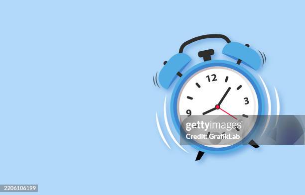 blue alarm clock illustration depicting time waking up concept - alarm clock stock illustrations