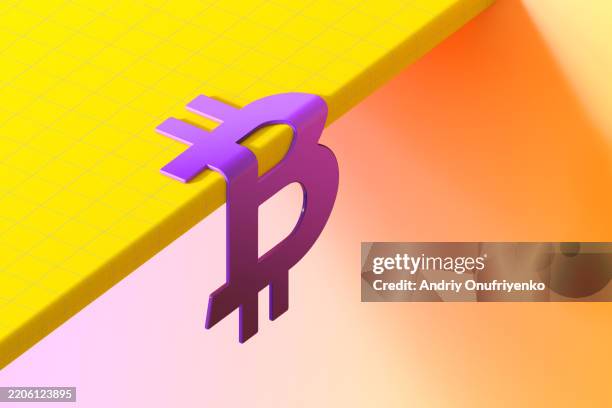 bitcoin sign melted - bitcoin stockfoto's en -beelden