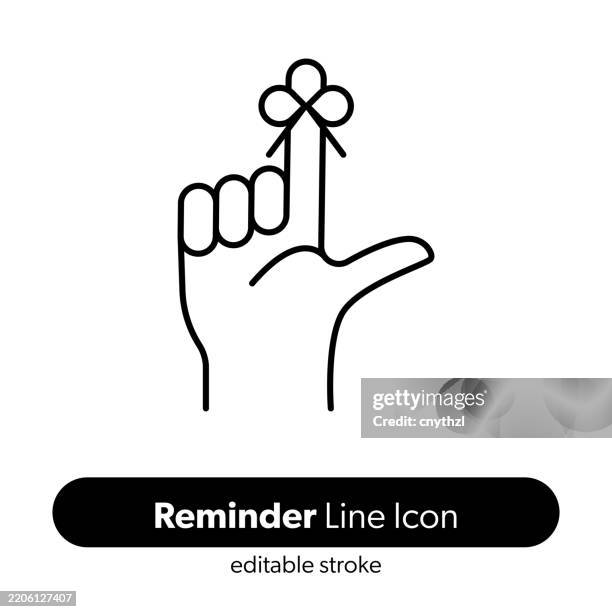 reminder line icon. editable stroke vector icon. - remember finger stock illustrations